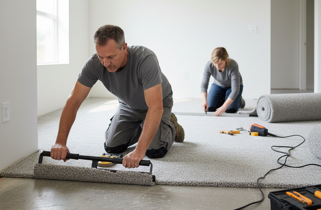 installing-carpet-on-floor