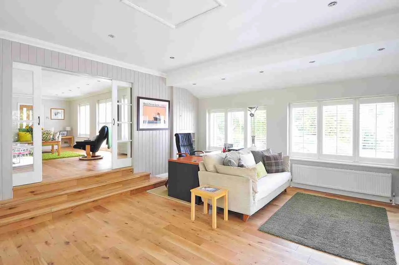 Hardwood flooring throughout a bright open living room in Raleigh, NC